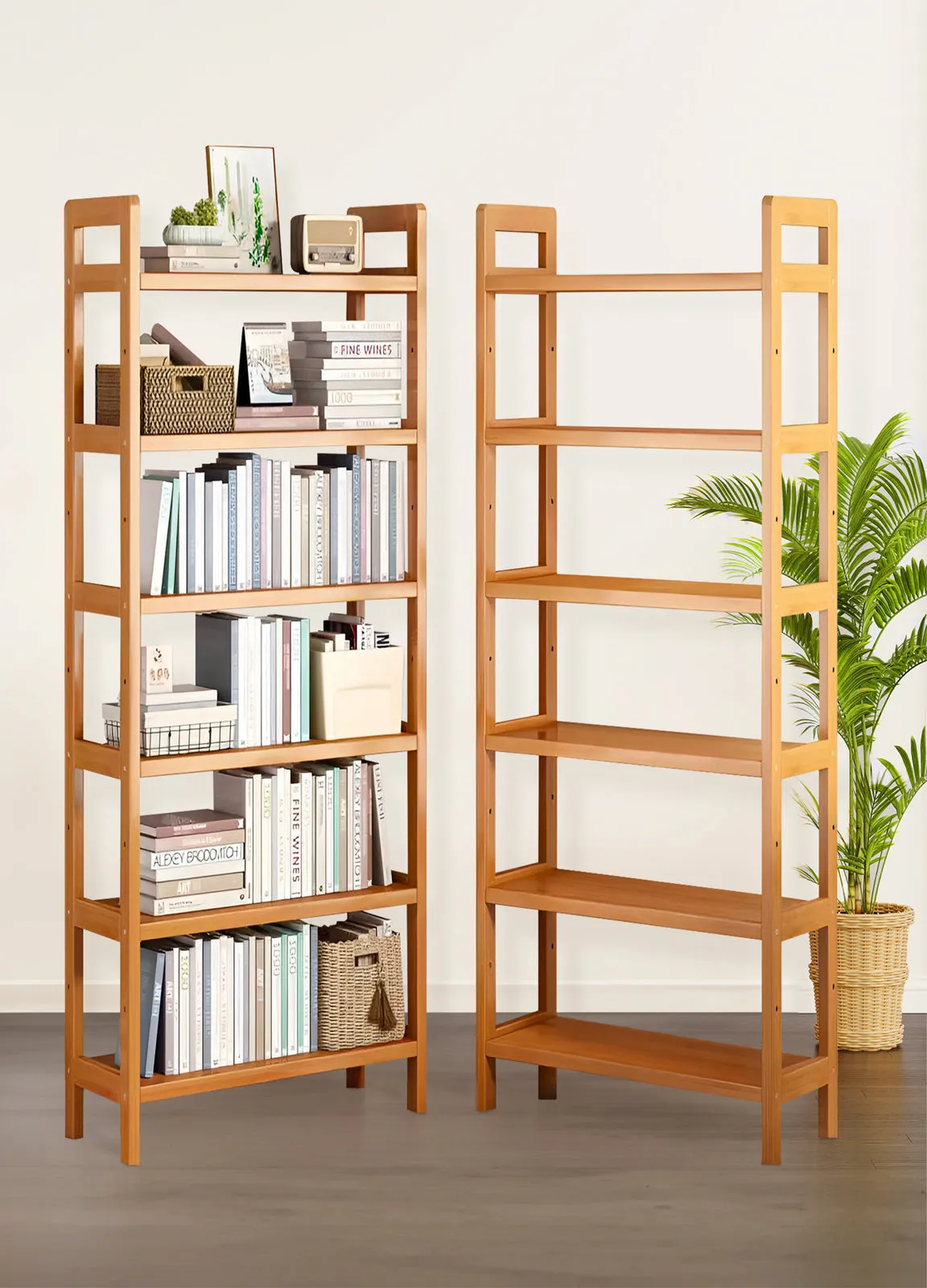 6-Tier Bamboo Bookshelf Storage Rack-50CM
