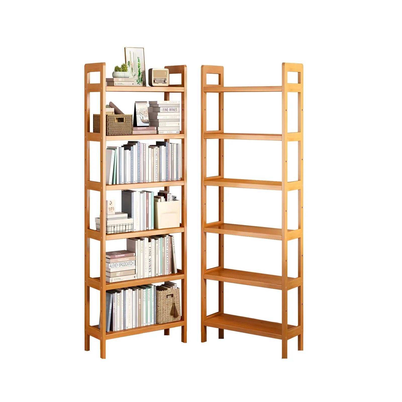6-Tier Bamboo Bookshelf Storage Rack-50CM