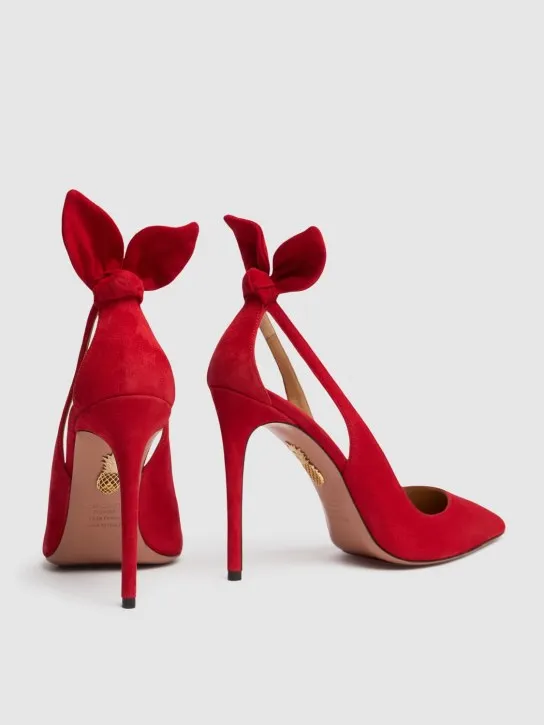 Aquazzura   105mm Bow Tie suede pumps 