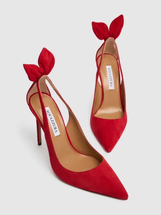Aquazzura   105mm Bow Tie suede pumps 