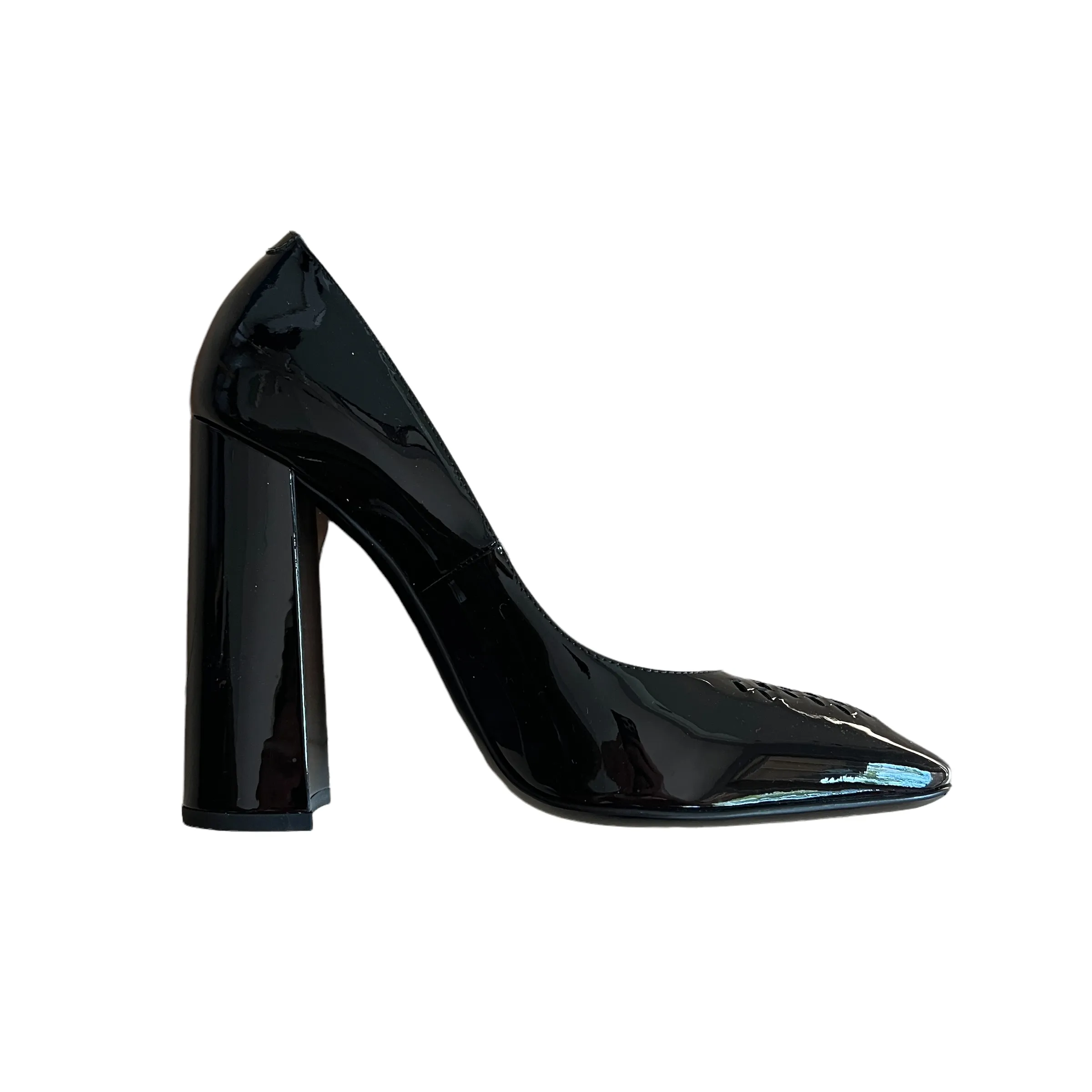 Black Patent Block Heels - 9.5