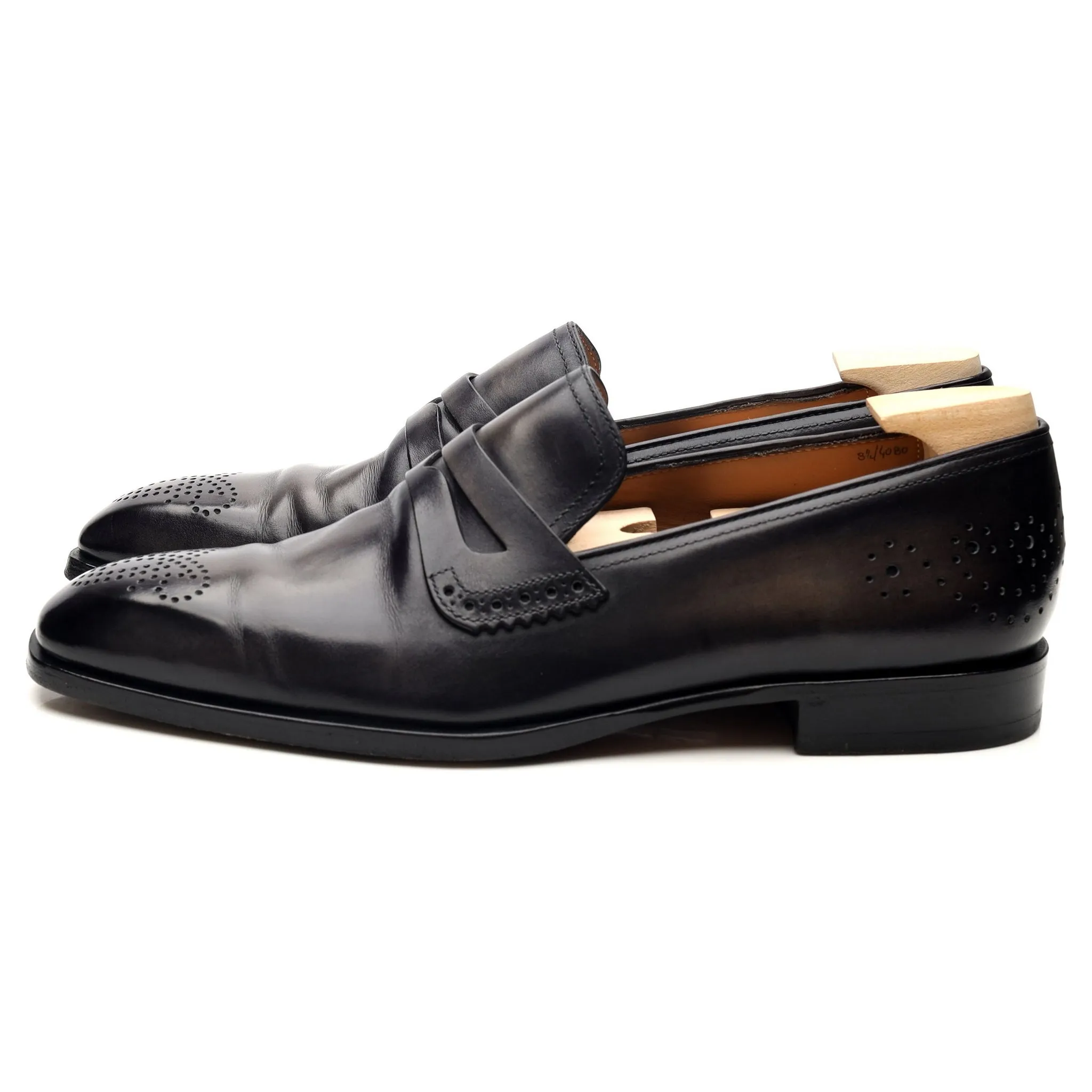 Black Patina Leather Loafers UK 8.5