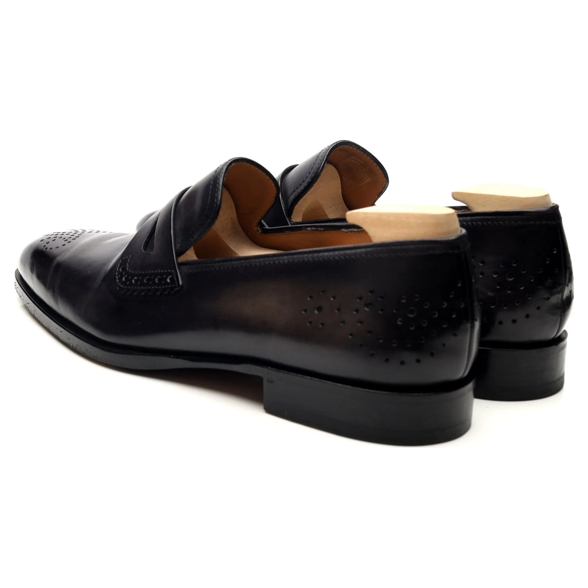 Black Patina Leather Loafers UK 8.5