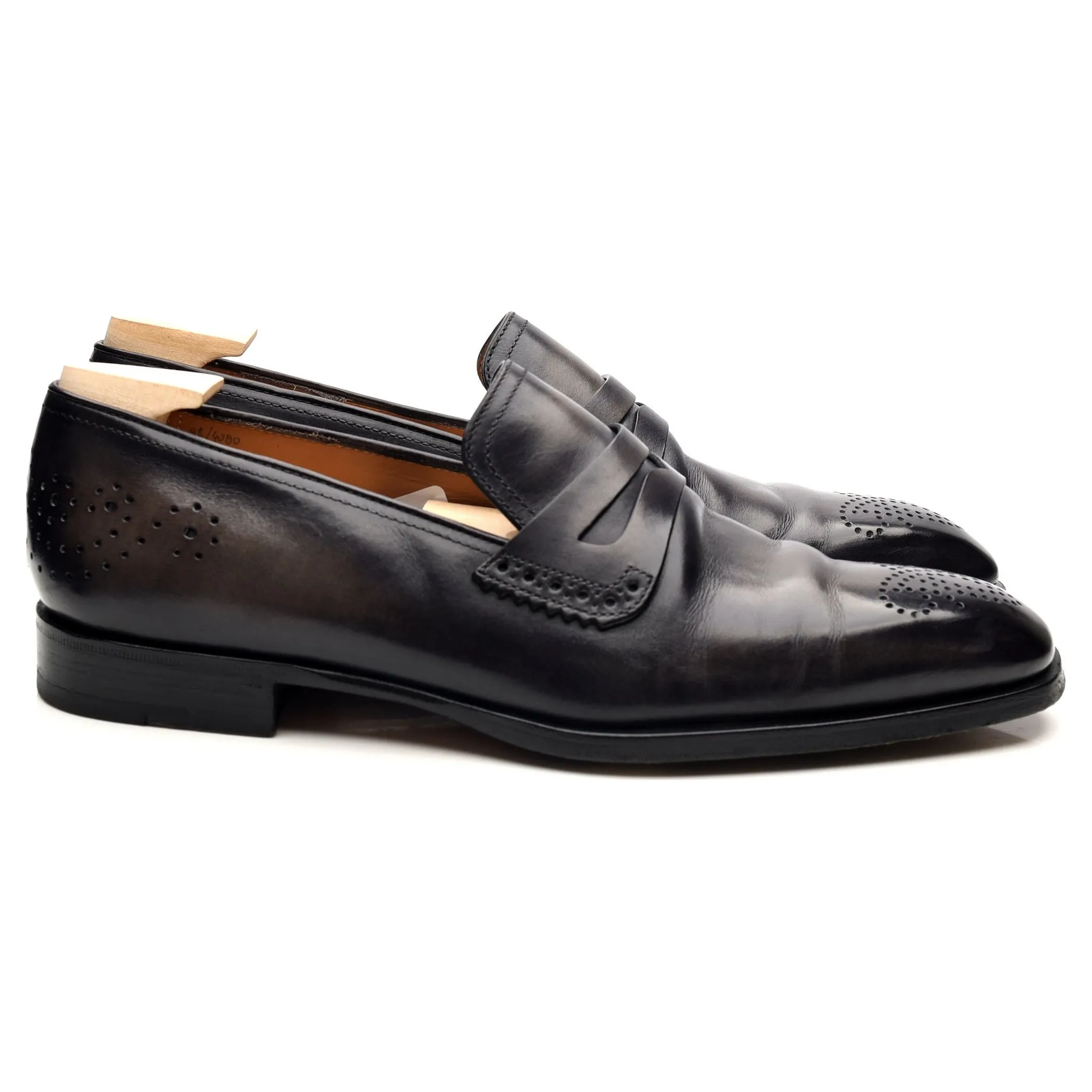 Black Patina Leather Loafers UK 8.5