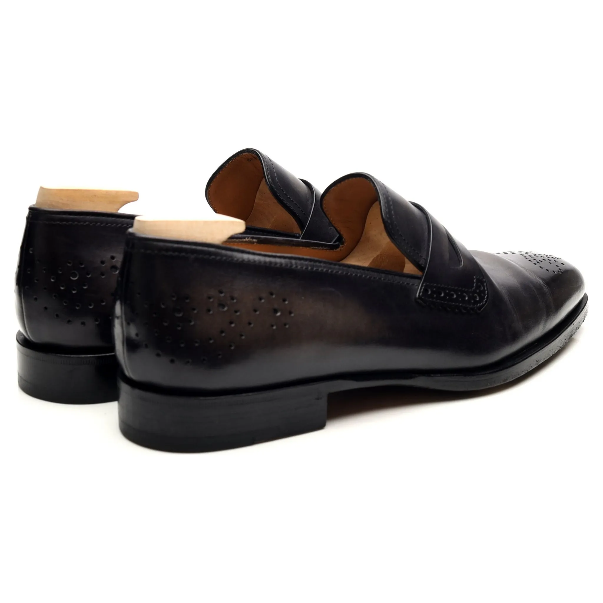 Black Patina Leather Loafers UK 8.5