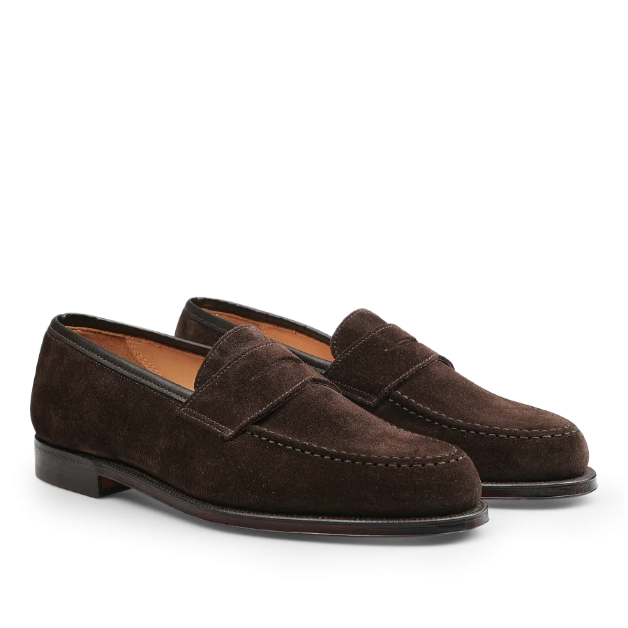 Dark Brown Suede Leather Boston Loafers