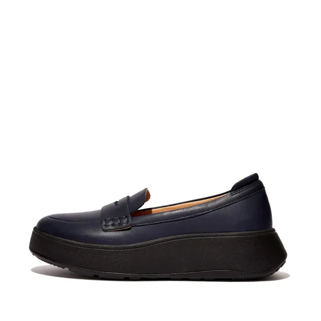 FitFlop F-mode leather flatform penny loafers