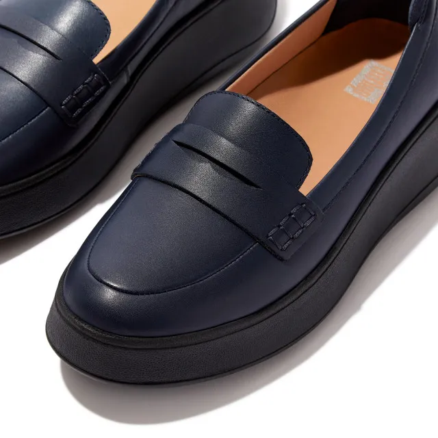 FitFlop F-mode leather flatform penny loafers