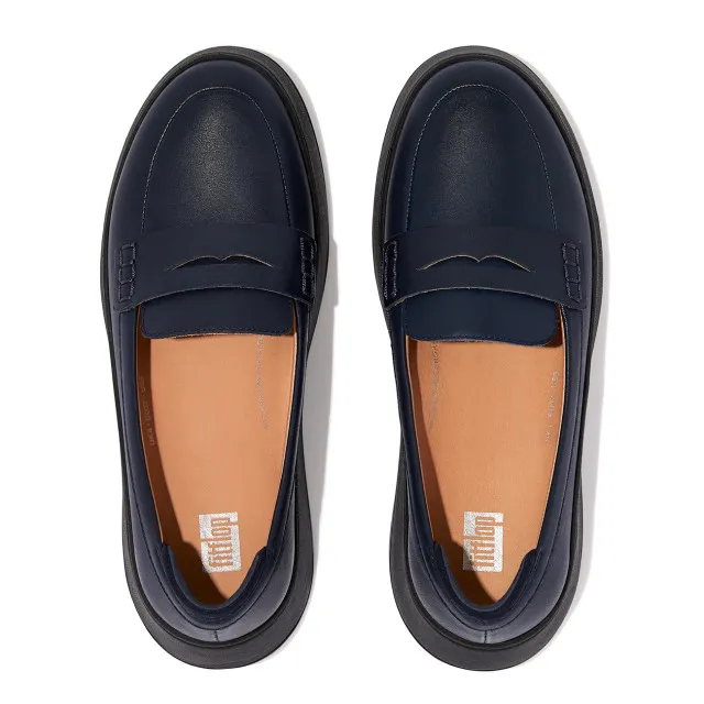 FitFlop F-mode leather flatform penny loafers