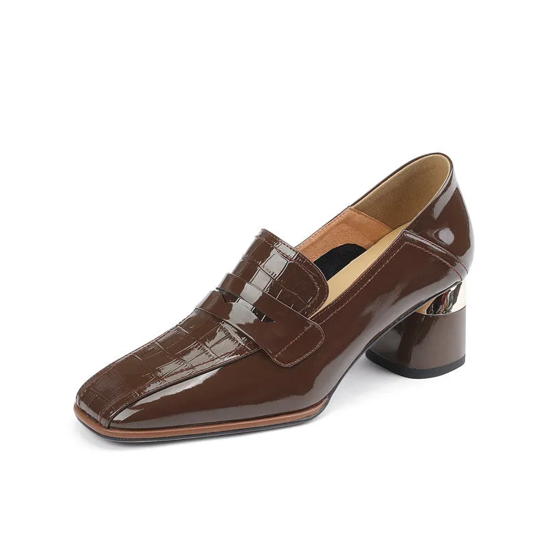 Issa Penny Loafer Heels Brown