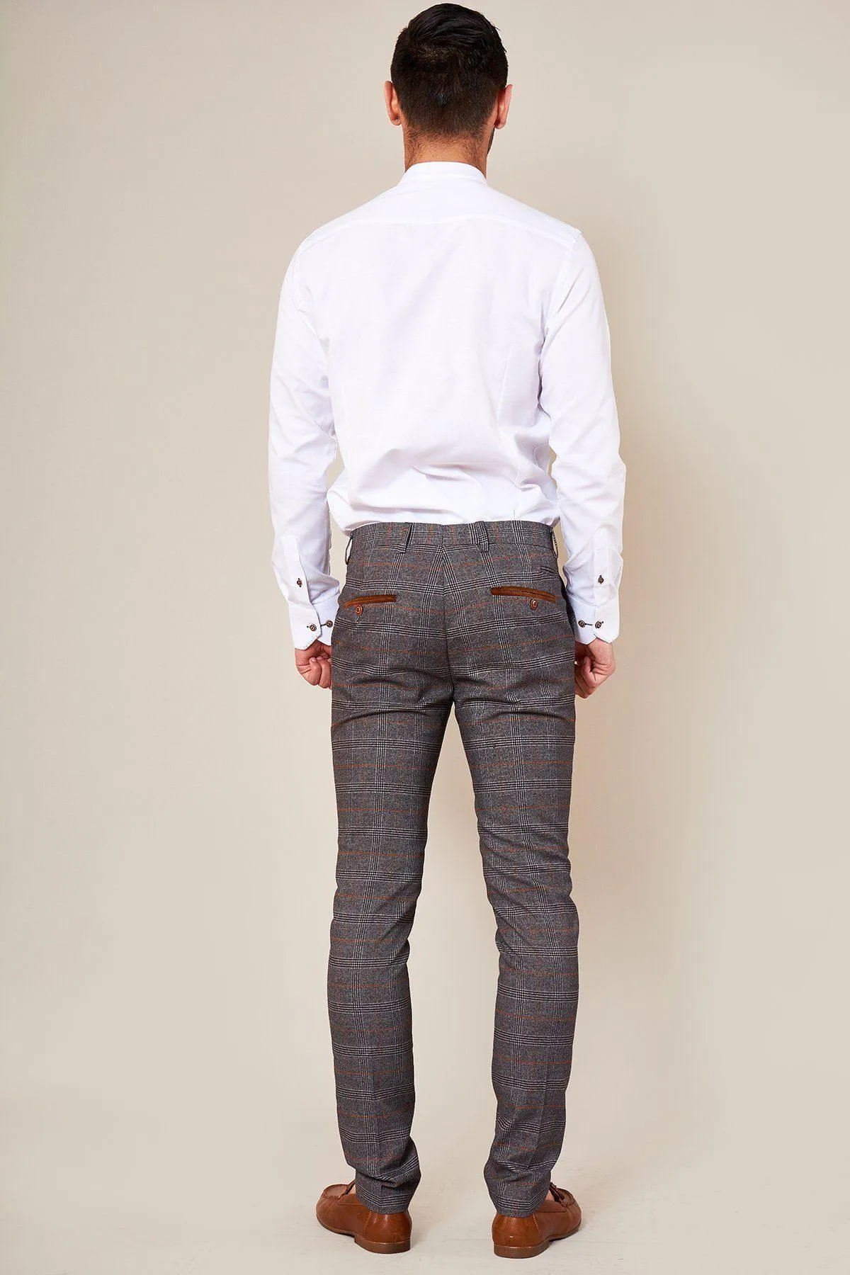 JENSON - Skinny Fit Grey Check Trousers