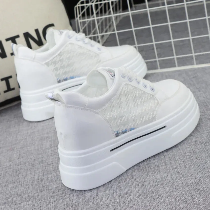Joskaa 2024 New White Womens Platform Sneakers