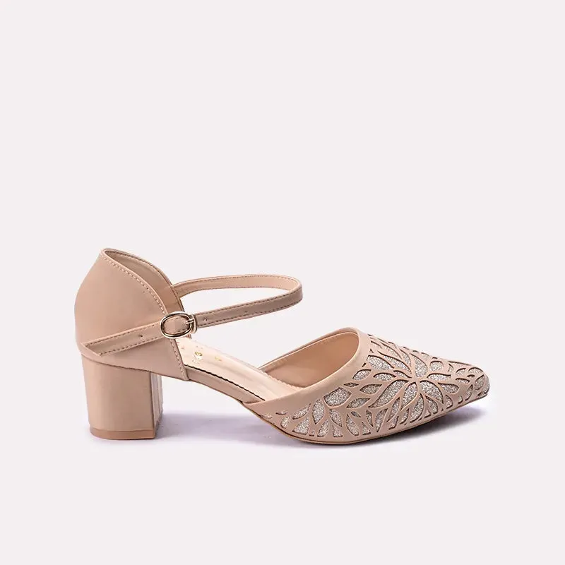 Juliette Fawn Fancy Block Heel Pumps 0431127