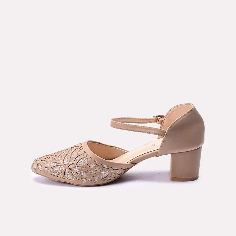 Juliette Fawn Fancy Block Heel Pumps 0431127