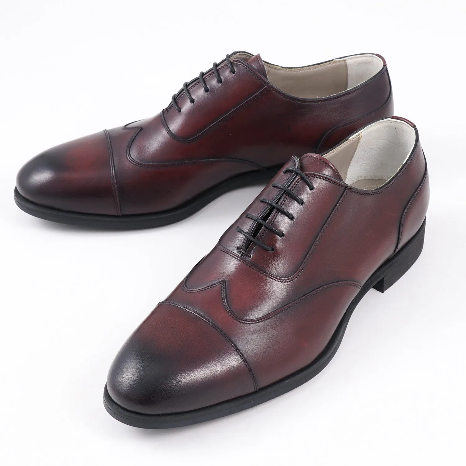 Kiton Burgundy Calf Leather Oxford