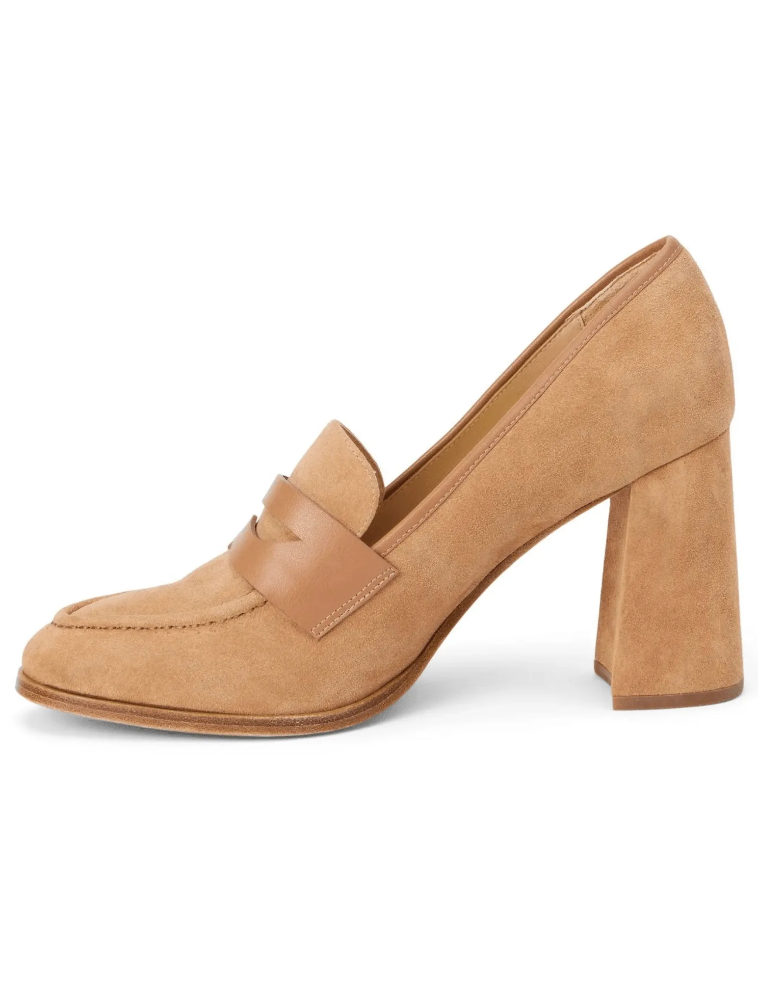L'Agence Blanche Heeled Suede Loafer Pump