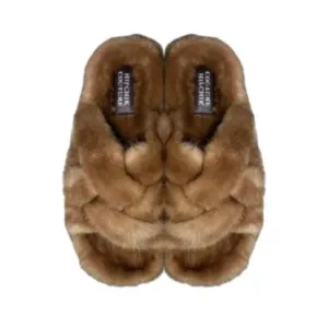 Luxe Mink Criss Cross slides