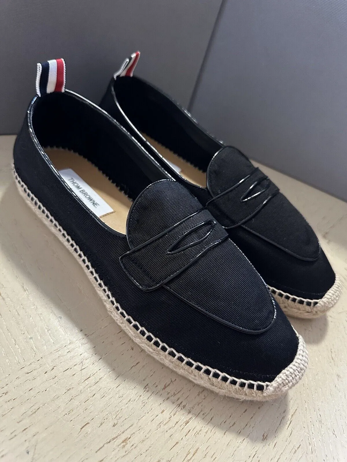 NIB  Thom Browne Men Penny Espadrille Loafers Shoes Black 10 US/43 EU Spain