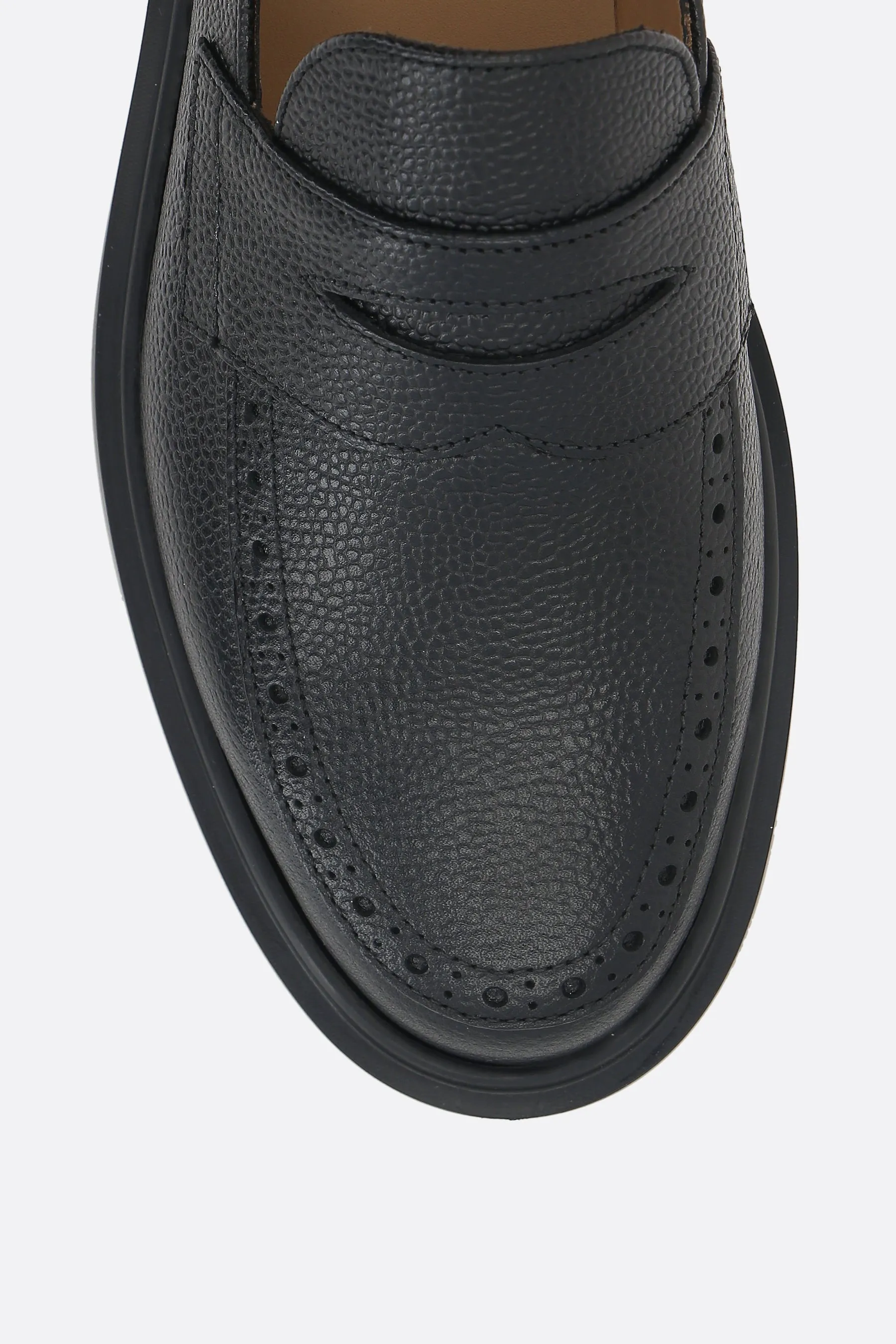pebble grain leather penny loafers
