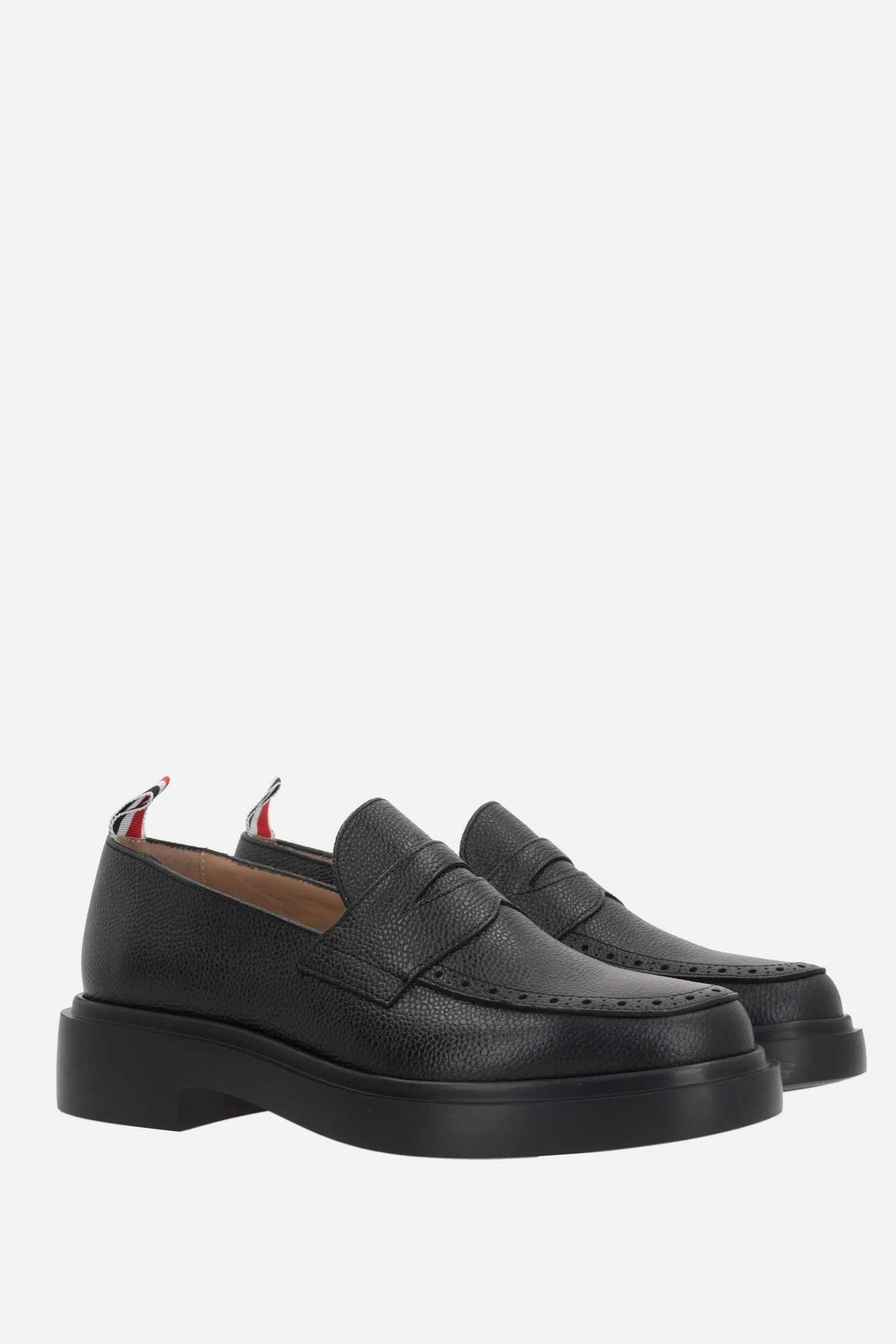 pebble grain leather penny loafers
