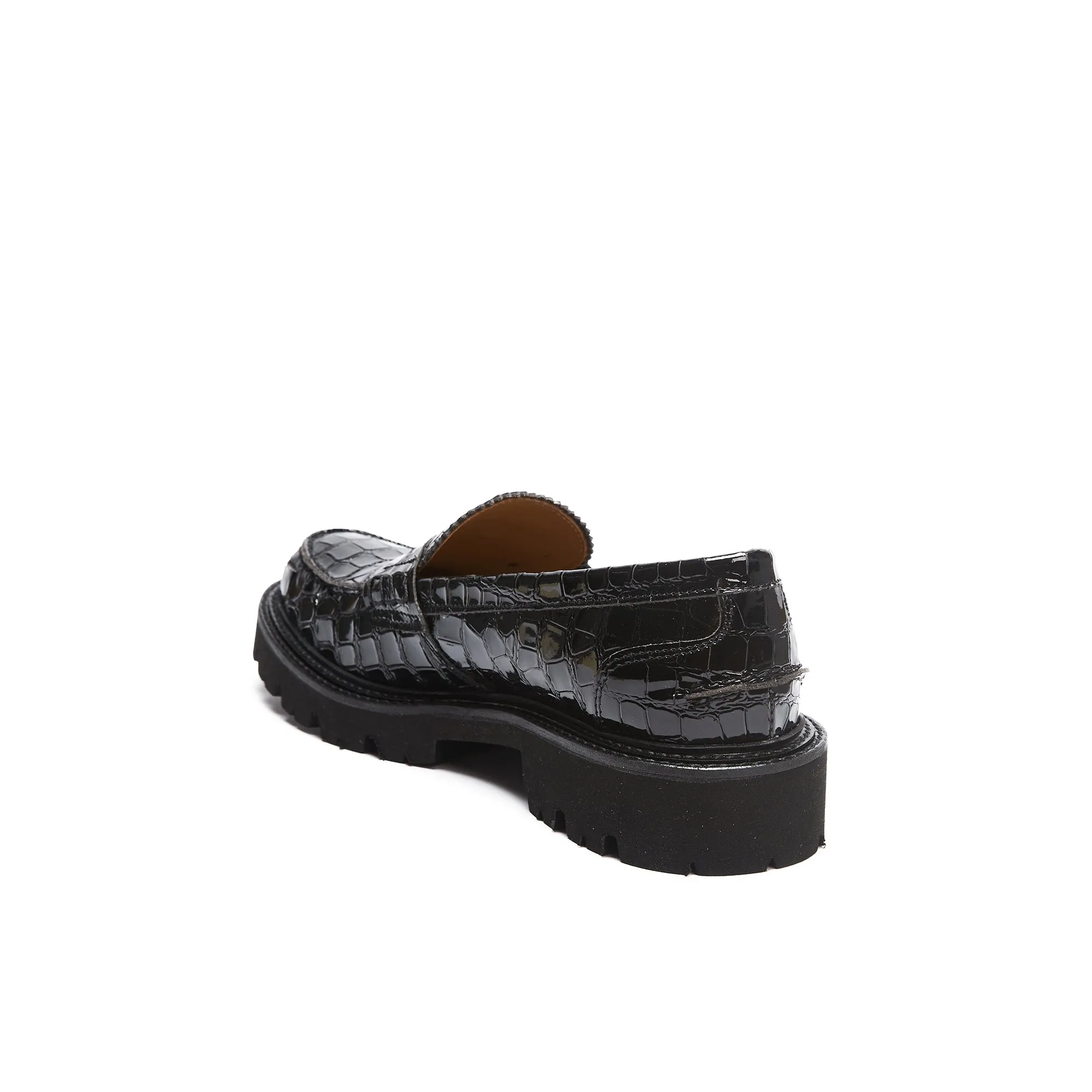 Penny loafer black crocodile
