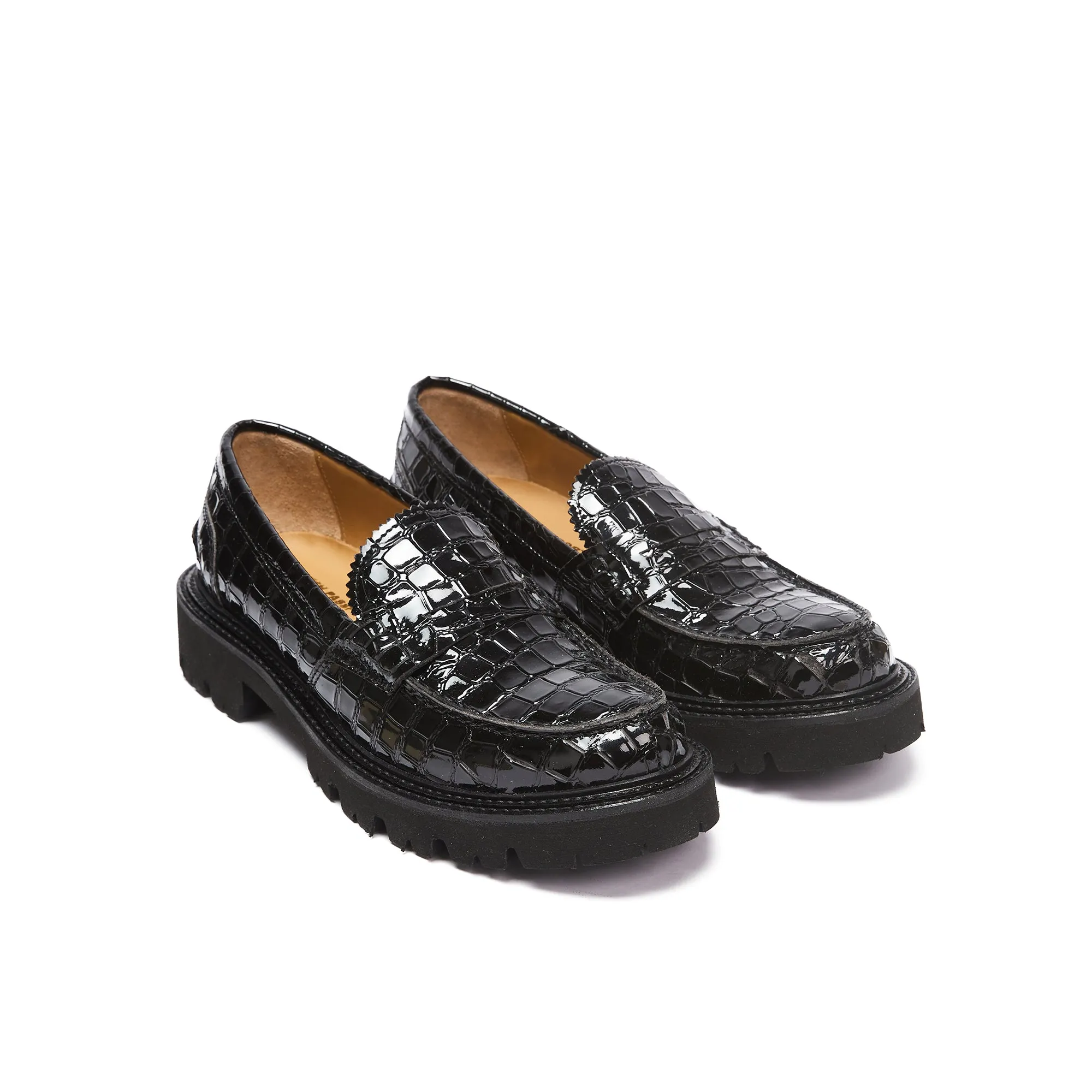 Penny loafer black crocodile