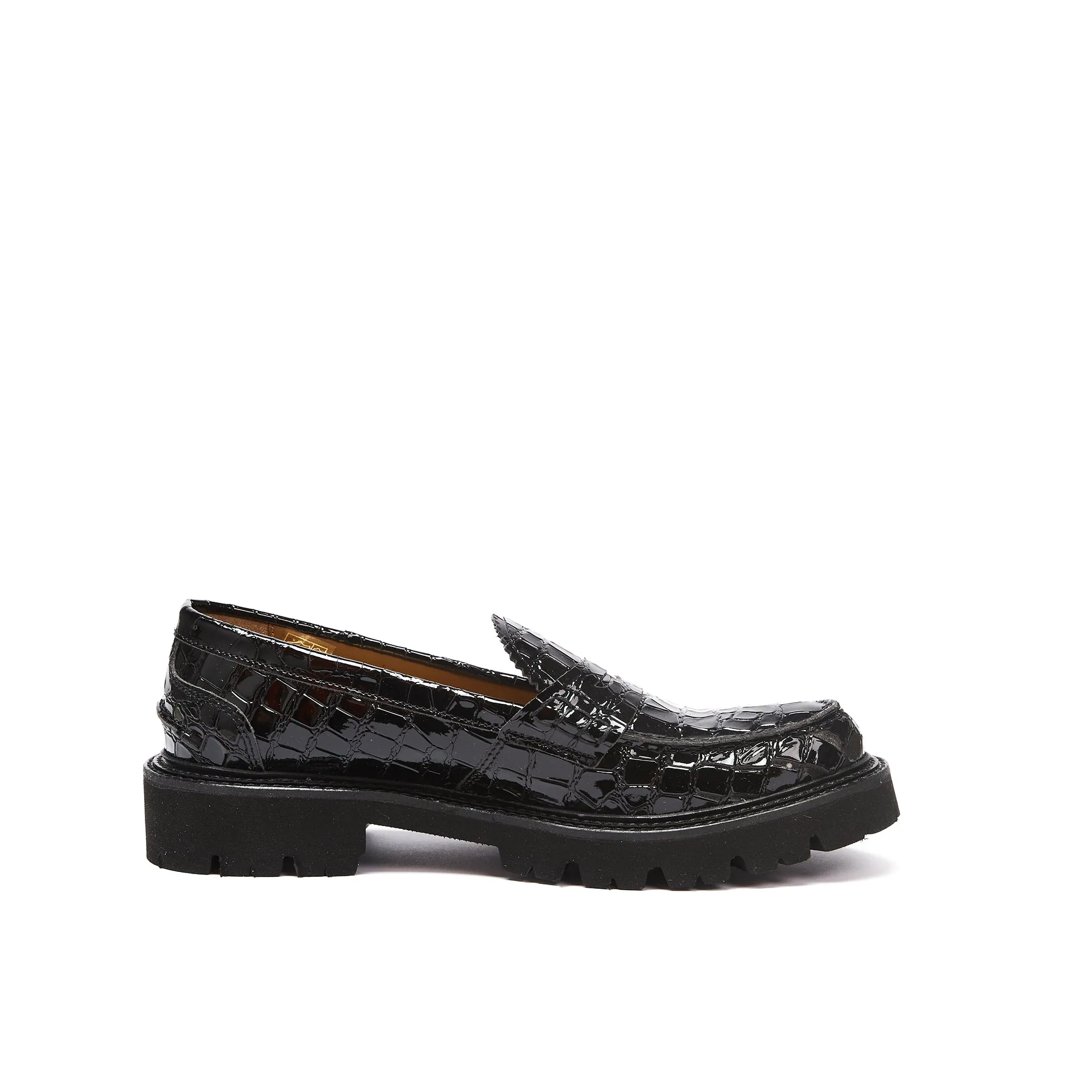 Penny loafer black crocodile