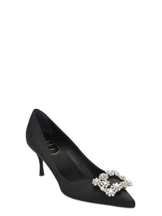 Roger Vivier   65mm Flower crystal satin pumps 