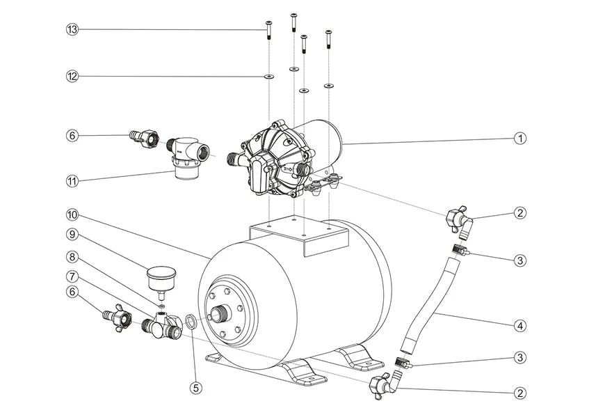 SEAFLO 8L Accumulator Pressure Boost System 12V