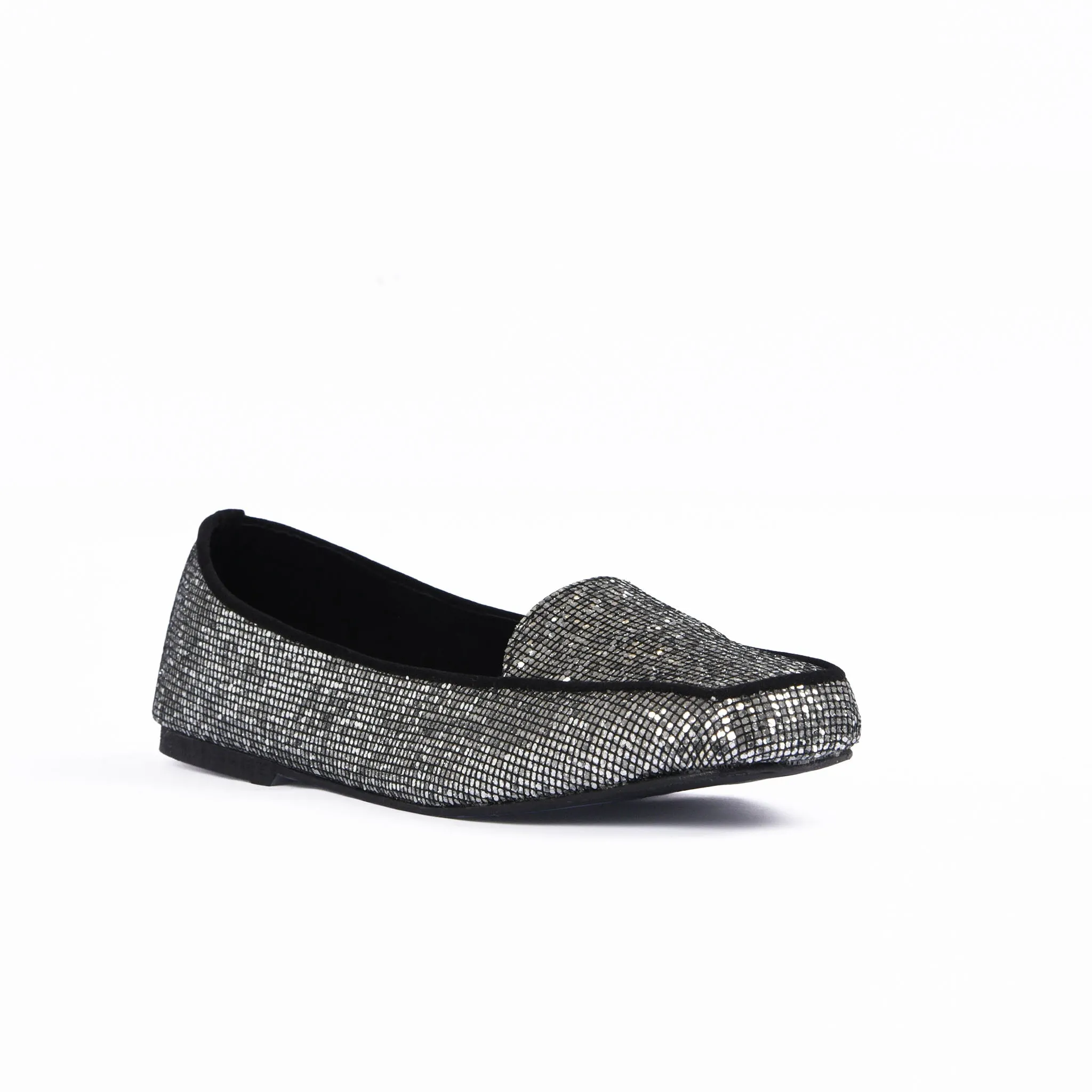Women's Glittery Black Loafers | 489D-SG