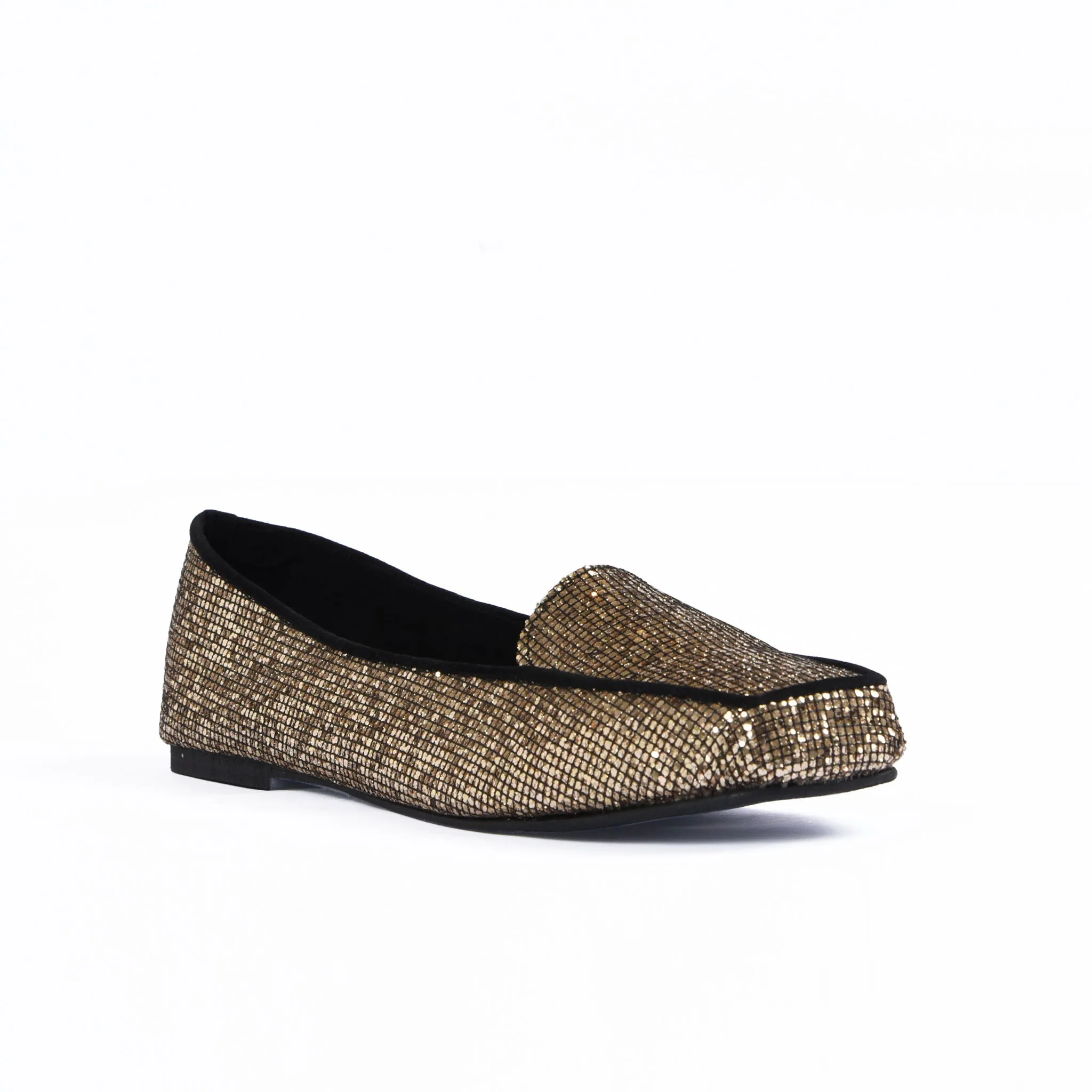 Women's Glittery Gold Loafers | 489D-X