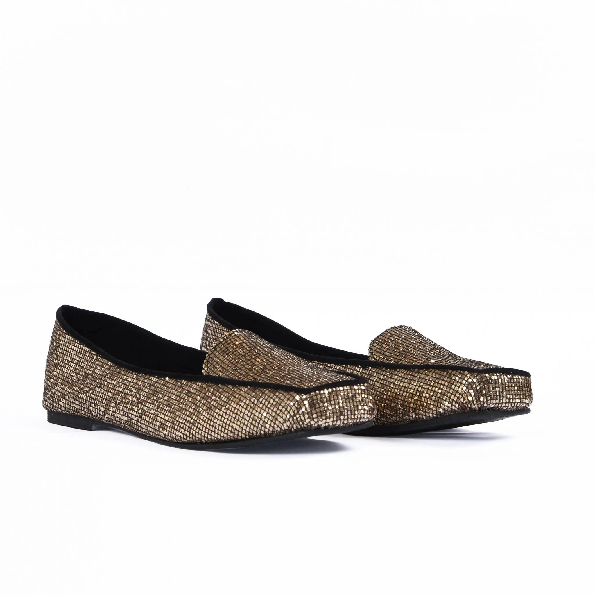Women's Glittery Gold Loafers | 489D-X