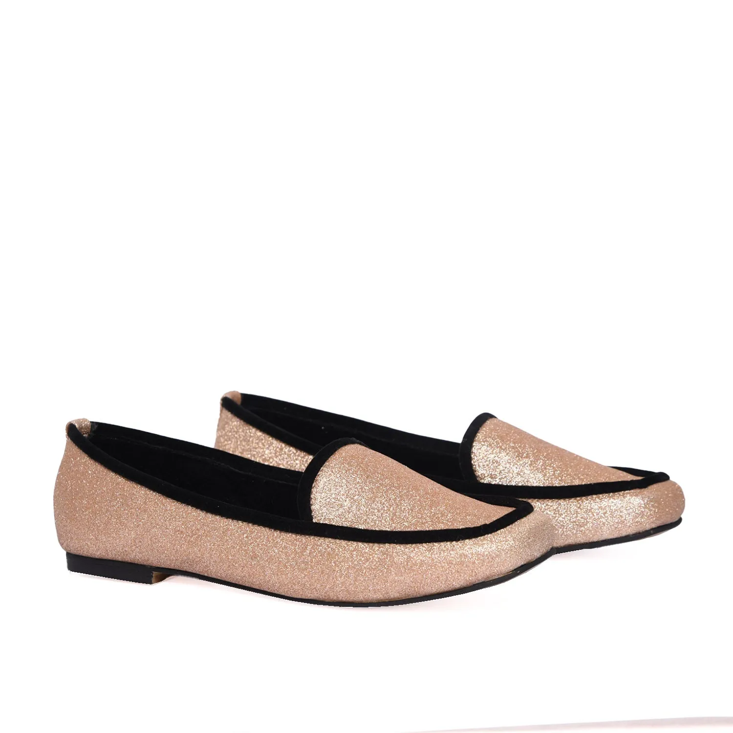 Women's Sparkling Rose Gold Loafers | 486L-PX